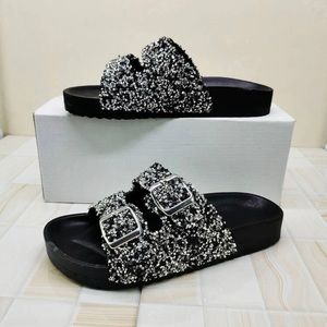 Sequin Buckle Slides